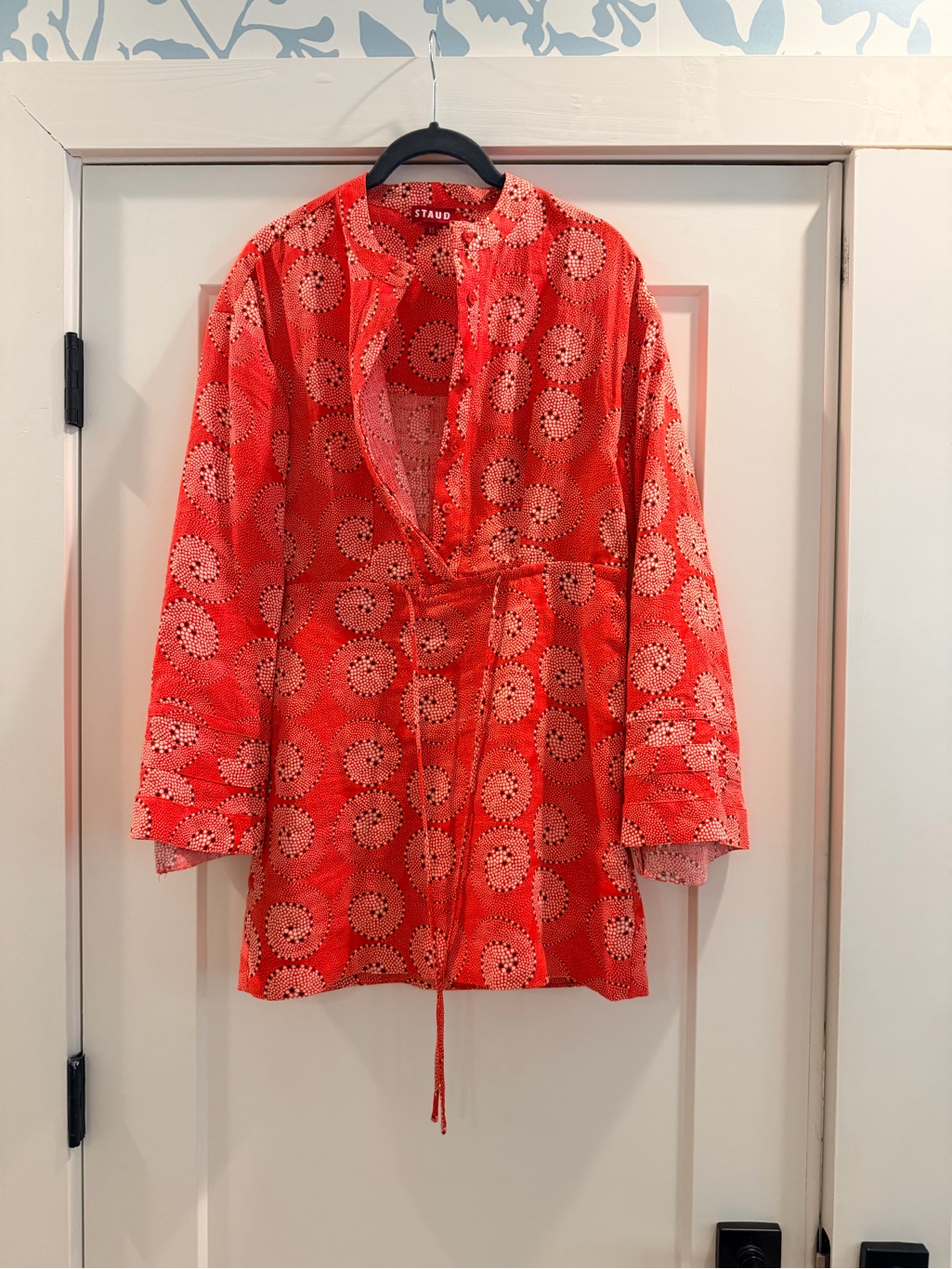 Staud Red Circular-Print Drawstring Utility Jacket
